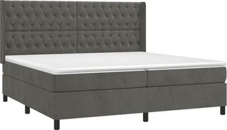 vidaXL Vidaxl - Cama Box Spring Colch&oacute;n Y Led Terciopelo Gris Oscuro 200x200 Cm
