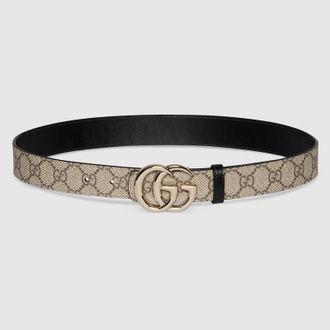 Gucci Reversible GG Marmont Belt, Beige, GG Canvas