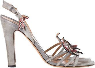 Valentino Pre-owned Womens Garavani Garden of Delight Sandal Heels in Grey Suede - Size EU 38