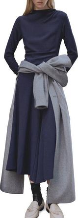 Mango Asymmetric Long Sleeve Dress in Night Blue at Nordstrom, Size 6