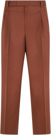 HUGO BOSS Gestreepte broek - Heren - Nette broeken - Bruin - L - Wol - Broeken