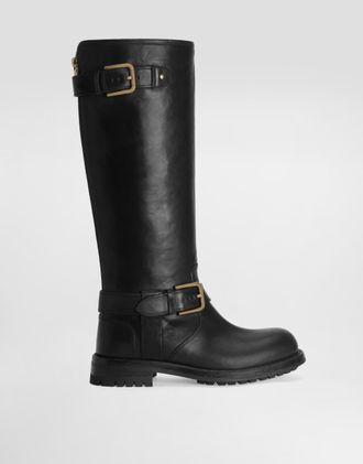 Dolce & Gabbana Calfskin Biker Boots - Woman Boots And Booties Black 36.5