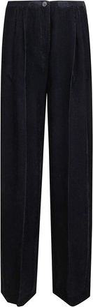 Forte_Forte Textured Black Straight-Leg Trousers With High Waist And Refined Fit