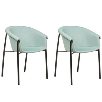 Beliani Beliani - Conjunto De 2 Sillas Verde Menta Poli&eacute;ster Contempor&aacute;neo Comedor Ames