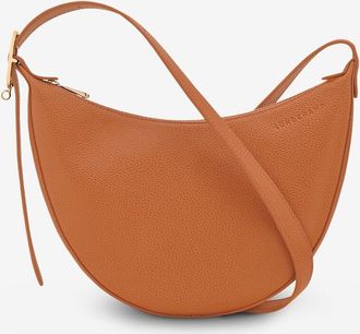 Longchamp Halbmondförmige Schultertasche aus genarbtem Leder Le Foulonné S