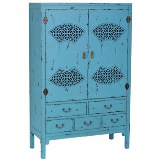 Wanderlust Deco Armario de madera envejecido 96x40x150h cm azul