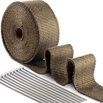 OEM Cinta Aislante T&eacute;rmica De Cer&aacute;mica De Magma De Titanio De 50 Mm Y 15 M + 10 Abrazaderas De Manguera De Acero Inoxidable De 30 Cm Para Colector De Tube