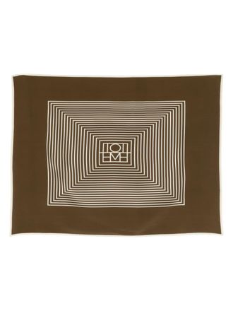 Toteme logo-print silk scarf - women - Silk - One Size - Brown