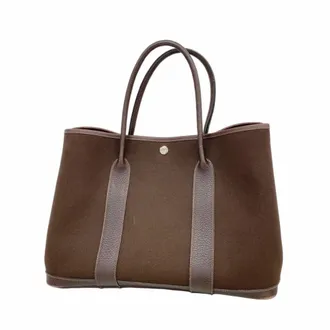 Herm&egrave;s Brown Toile Officier Tote Bag (Pre-Owned)