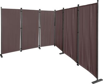 Quick-Star Quick-star - Paravent 6 Teilig 340x165cm Stoff Raumteiler Trennwand Balkon Sichtschutz Stellwand Faltbar Taupe