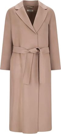 Max Mara Jas met revers en ceintuur - Beige