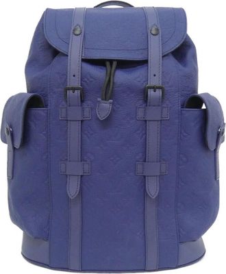 Louis Vuitton Black Blue Leather Backpack (Pre-Owned)