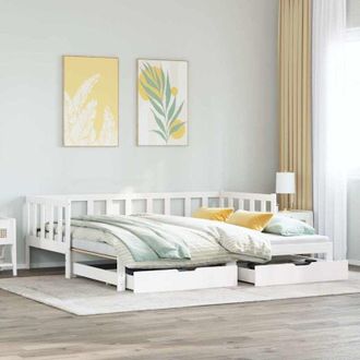 vidaXL Letto Estraibile con Cassetti senza Materasso Bianco 90x200 cm - Vidaxl