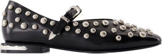 Toga Archives Womens Stud-Embellished Calfskin Ballerina Black