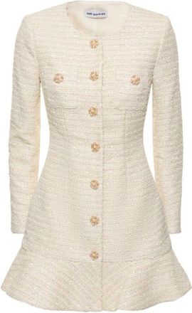 Self Portrait Cream Sequin Mini Blazer Dress Size XS