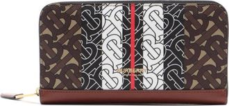 Burberry Elmore Bridle Brown Monogram E-Canvas Zipper Wallet