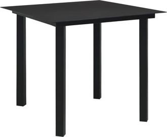 vidaXL Mesa de comedor de jardín acero y vidrio negra 80x80x74 cm Vidaxl