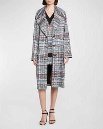 Missoni Paillette Chevron Knit Double-Breasted Coat