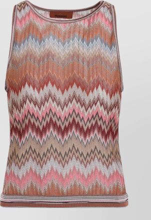 Missoni sleeveless top round neckline ribbed hem