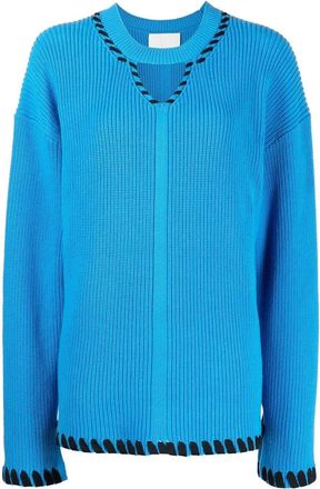 3.1 Phillip Lim ribbed V-neck jumper - women - Cotton - M - Blue