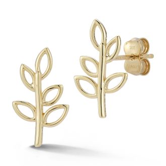 Ember Fine Jewelry 14K Gold Leaf Studs