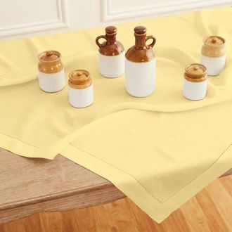 Solino Home Linen Table Throw - Classic Hemstitch, 52 x 52 Inch, 52 x 52 Inch in Yellow at Nordstrom, Size Medium