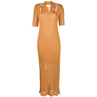 Calvin Klein Maxi-jurk met textuurstiksels - Dames - Maxi kleedjes - Geel - XS - Kleedjes