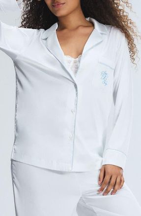 Savage x Fenty Ever After Satin Sleep Top in Hazy White at Nordstrom, Size X-Large
