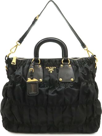 Prada Black Nero Tessuto Handbag Shoulder Bag Tote Bag (Pre-Owned)