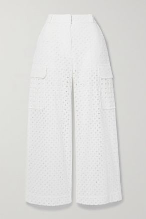 Zimmermann Pantaloni A Gamba Larga In Pizzo Sangallo Di Cotone Matchmaker - Bianco