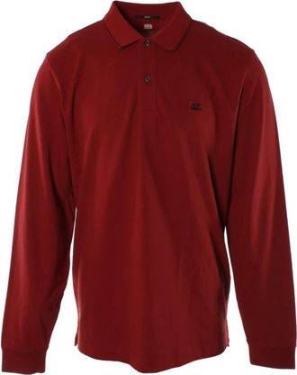 C.P. Company Slim Fit Long-Sleeve Stretch Piqu&eacute; Polo - Heren - Polos - Rood - 2XL - Katoen - Tops