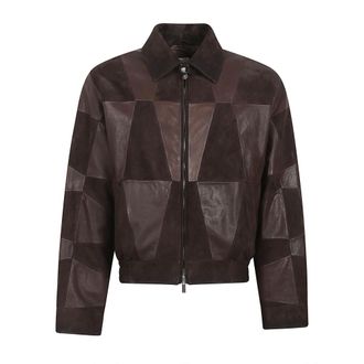 Versace Heren, Jassen, Bruin, Maat: L Leer