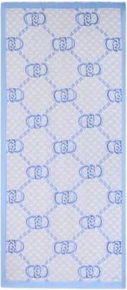 Liu Jo Scarves, female, Blue, Size: ONE SIZE Logo Sketch Stola with Fringed Edges