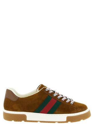 Gucci Brown Lace Up Sneakers