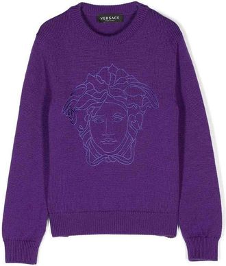 Versace Purple virgin wool boy versace jumper