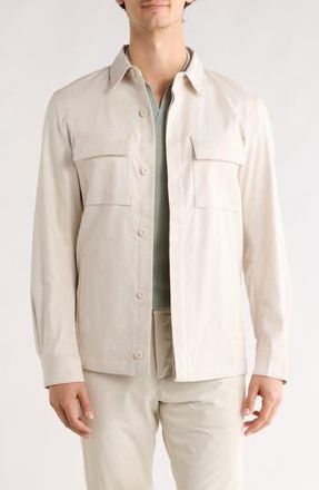 Bugatchi Linen & Cotton Button-Up Shirt Jacket in Stone at Nordstrom Rack, Size X-Large