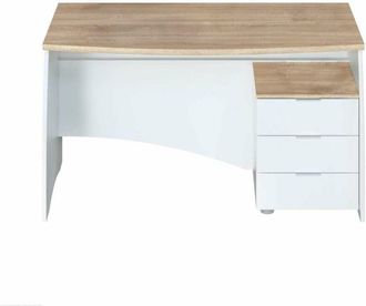 F.R.S. Mesa despacho Zoe con buc tres cajones Blanco Artik combinado Roble canadian 74 cm (alto) x 136 cm (ancho) x 67 cm (prof.)