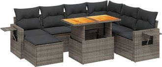 vidaXL Vidaxl - Set De Sof&aacute;s De Jard&iacute;n 8 Pzas Y Cojines Rat&aacute;n Sint&eacute;tico Gris