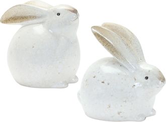Melrose International Rustic Terra Cotta Bunny Figurine (Set of 4) - White, Brown