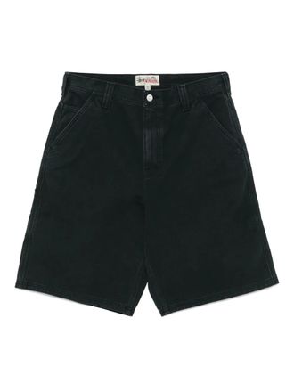 St&uuml;ssy Canvas shorts met verwassen effect - Zwart