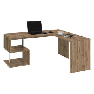 Dmora Escritorio Dmassaro, Escritorio Esquinero Con Soporte Para Pc, Mesa De Oficina Multiusos, Escritorio Multiposiciones Para Ahorrar Espacio, 100% Made I