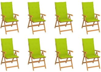 vidaXL Vidaxl - Sillas De Jard&iacute;n Reclinables Con Cojines 8 Uds Teca Maciza