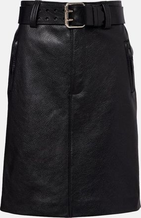 Saint Laurent Belted leather pencil skirt