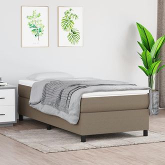 vidaXL Cama Box Spring Con Colch&oacute;n Tela Gris Taupe 80x200 Cm Vidaxl