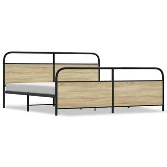 Berkfield Home Metal Bed Frame without Mattress Sonoma Oak 180x200 cm Super King in Light Tan