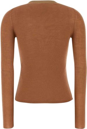 Chlo&eacute; Silk Henley Sweater - Brown