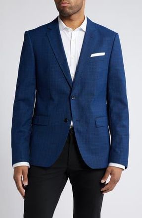BOSS Hutson Plaid Wool Sport Coat in Navy at Nordstrom Rack, Size 48 Regular