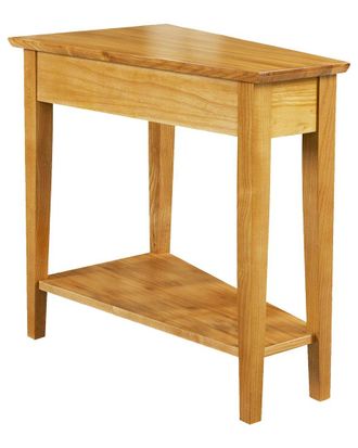 Leick Home Teegan Solid Wood Recliner Wedge End Side Table with Shelf