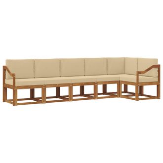 vidaXL Conjunto De Sof&aacute;s De Exterior Con Coj&iacute;n 6 Pcs Natural Y Beige Vidaxl
