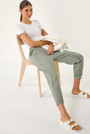 Roman Seam Detail Cropped Stretch Trouser